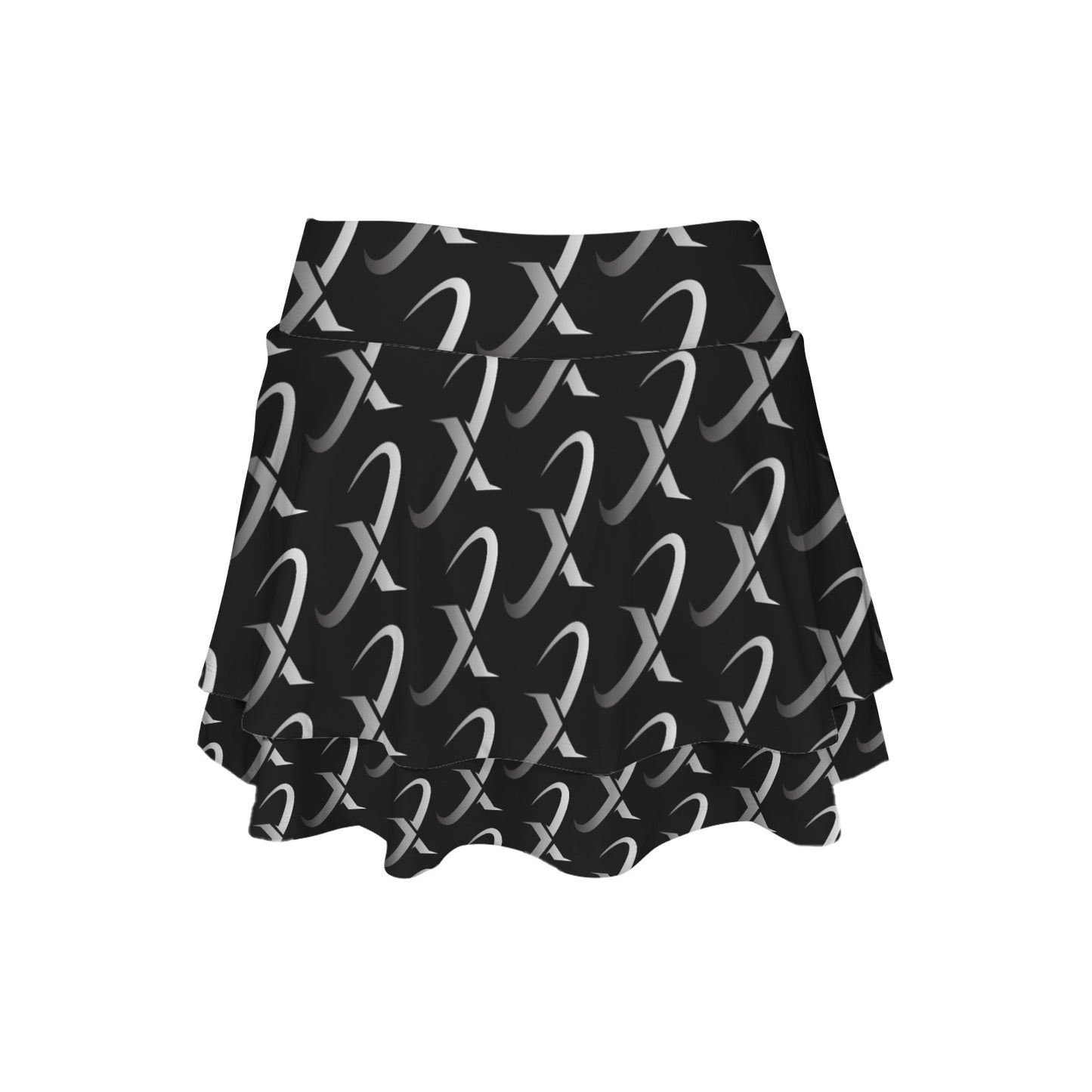 High Waist Layered Ruffle Pockets Sports Skirt