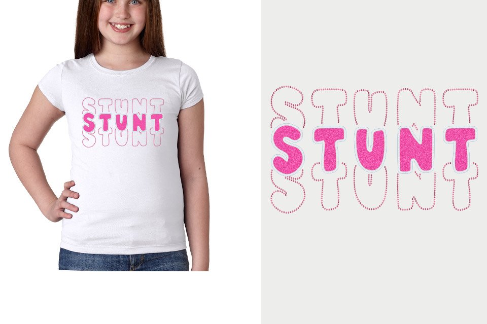 STUNT 3 lines glitter rhinestones Girls' Princess T-Shirt