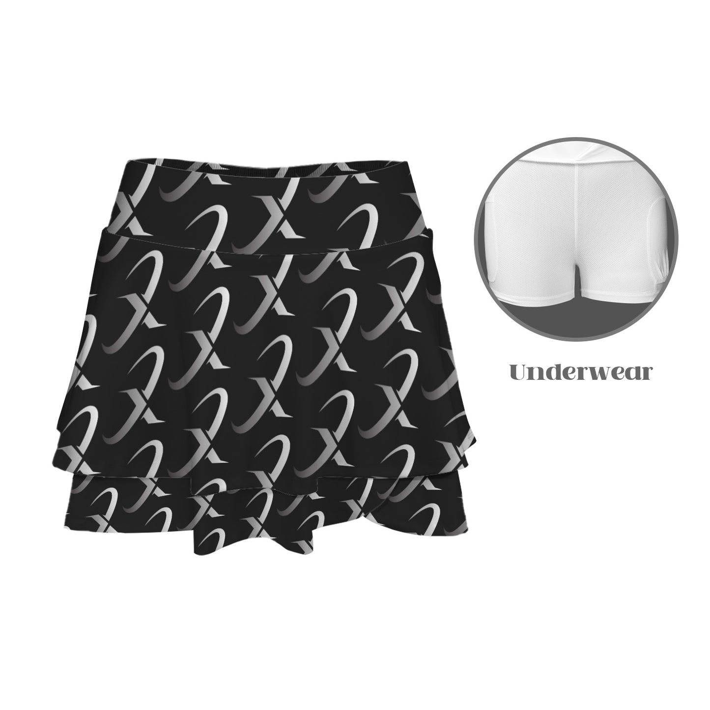 High Waist Layered Ruffle Pockets Sports Skirt