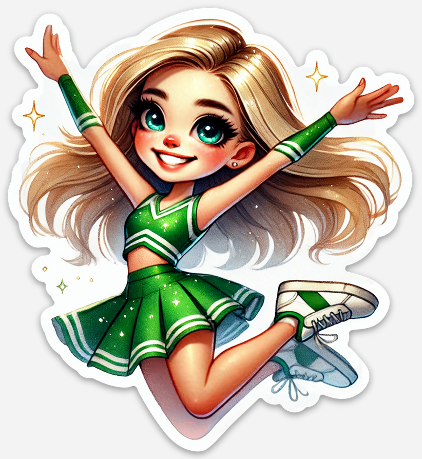 Cheerleader Green 1 Sticker
